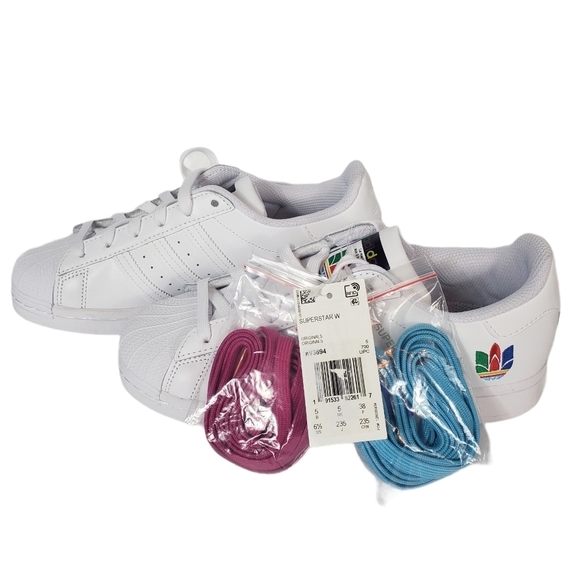 Adidas Superstar Diversity Pride Sneakers Sz 6.5 Shell Top Leather Trefoil Shoes - Picture 6 of 10